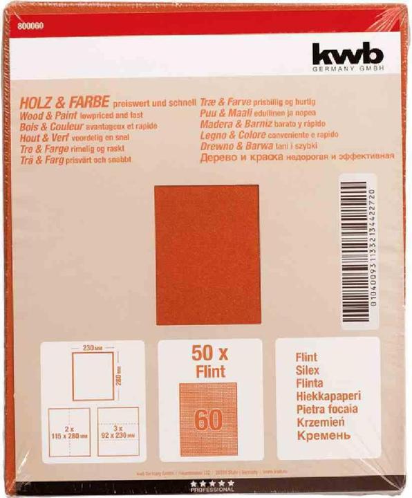 Actual product image kwb Sandpaper wood & colour K 60 (P60)
