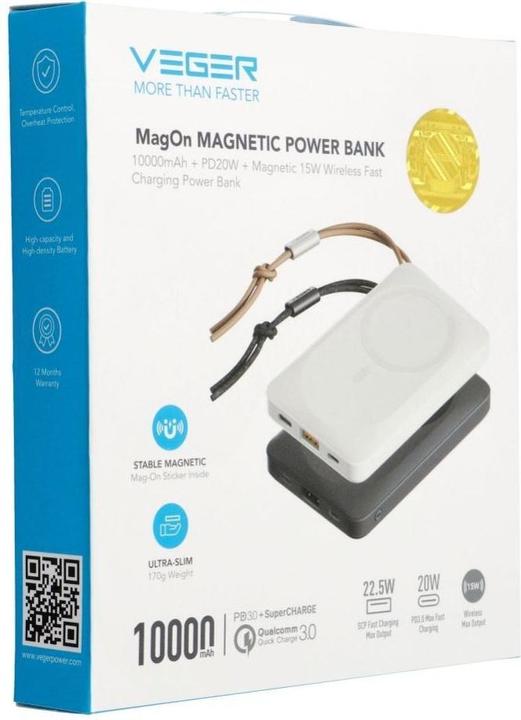 Actual product image Veger MagON MagSafe Powerbank - 10,000mAh (10000 mAh, 22.50 W, 20 Wh)