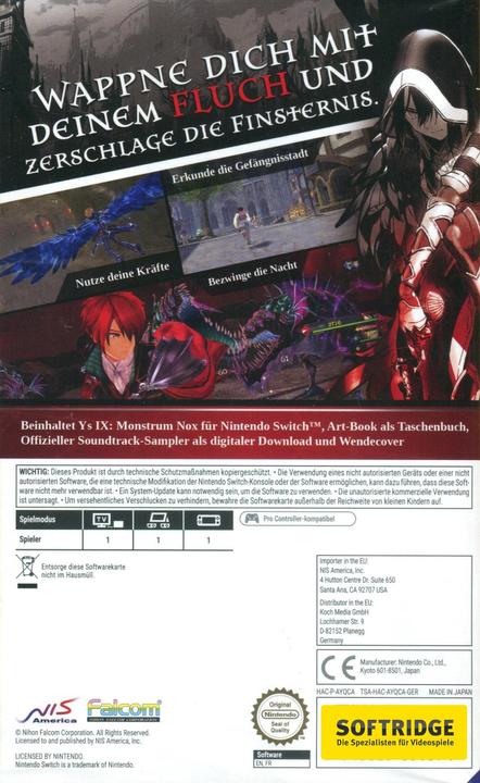 Produktbild NIS Ys IX: Monstrum Nox Pact Edition (Switch, Switch Lite, Switch OLED, DE)