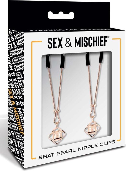 Produktbild Sportsheets Sex And Mischief Brat Pearl Nipple Clips Gold 8,7 cm