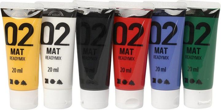 Produktbild Creativ Company Acrylverf - Verschillende kleuren, 02 - Matt, 6x20ml (Standard-Farben, 120 ml)