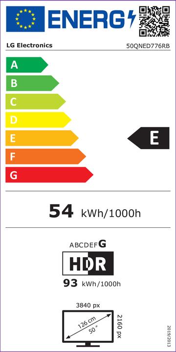Energie-Label LG QNED 50" Serie QNED77 50QNED776RB TV (50", QNED, 4K)