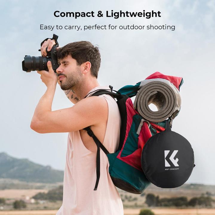 Produktbild K&F Concept 5 in 1 Circular Photography Reflector 56cm Gold Sliver Black White Translucent Panel Five Ligth Effe