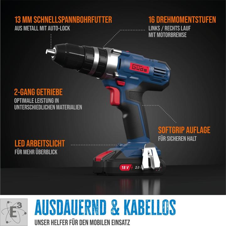 Actual product image Güde Impact drill BSB 18-201-30K (58504) (Rechargeable battery operated)