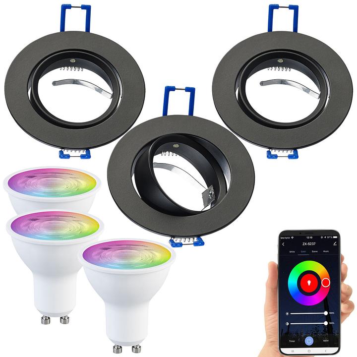 Image du produit Luminea Cadre de spot encastré en aluminium, noir