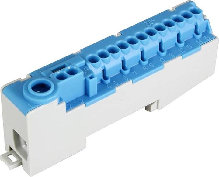 Actual product image Pollmann Pluggable neutral conductor terminal for mounting rails N14-S blue
