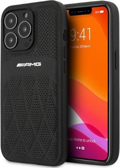 Actual product image Mercedes AMG AMHCP13LOSDBK iPhone 13 Pro / 13 6.1" czarny/black hardcase Leather Curved Lines (Apple iPhone 13, Apple iPhone 13 Pro)