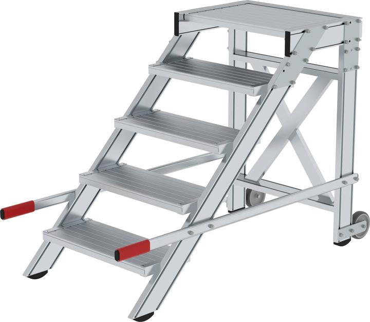 Produktbild Munk Arbeitspodest fahrbar, Stufenbreite 600 mm, Aluminium geriffelt 5 Stufen (Gerüst, 151.50 cm)
