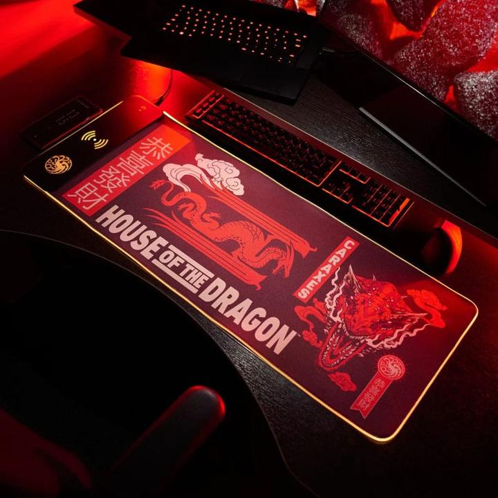 Produktbild Numskull Mauspad House of Dragons + wireless Charge 30x80cm (XXL)