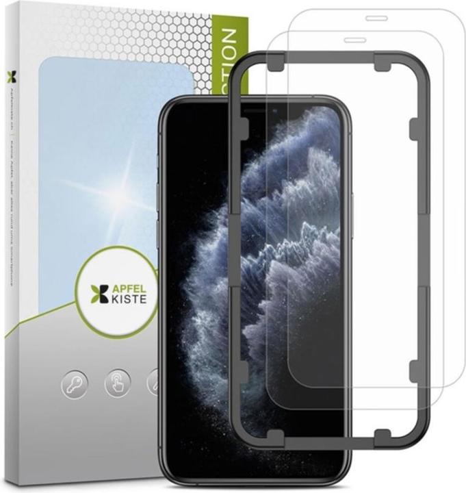 Produktbild Apfelkiste - Panzer Glas Displayschutzfolie mit Montagerahmen (2er Set) (2 Stück, Apple iPhone XS, Apple iPhone 11 Pro, Apple iPhone X)