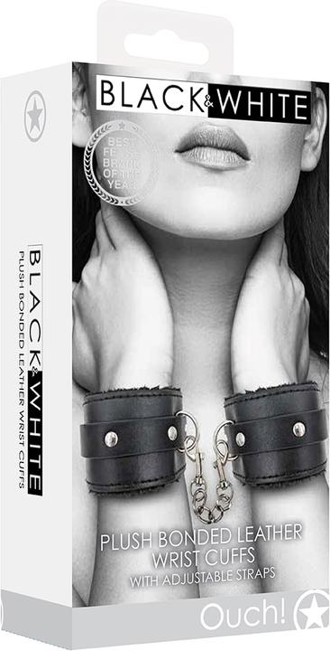 Image du produit Ouch! Plush Bonded Leather Hand Cuffs - With Adjustable Straps