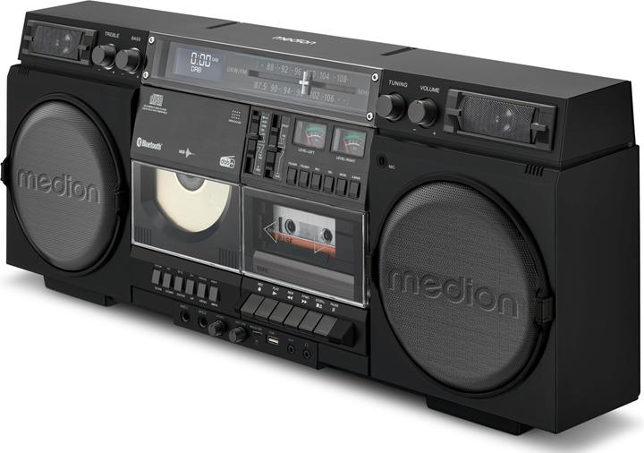 Produktbild Medion LIFE® P66538 Retro-Boombox DAB+/PLL-UKW Radio, Bluetooth® 5.3 für das Abspielen von Smartphone & Co (DAB+, FM, Bluetooth)