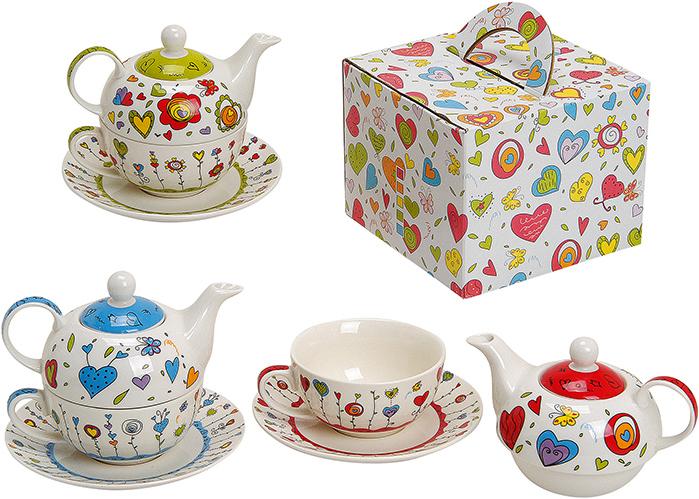 G. Wurm Teekannen-Set mit Tasse+Teller Sortiert aus Porzel (400 l)