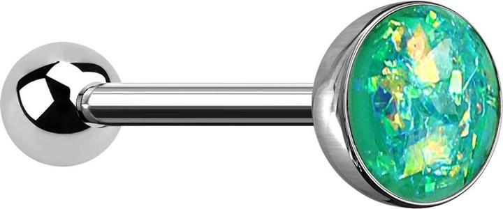 Immagine prodotto Star Piercing Barbell silber mit Kugel und Kugel Opal grün (senza ottone, Acciaio chirurgico 316L)