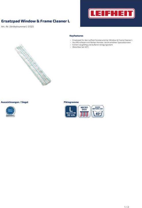 Produktbild Leifheit Ersatzpad Window & Frame Cleaner L (1 Stk.)