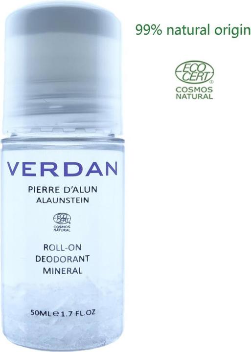 Verdan Alaunstein Deodorant Roll Mineral 99% natural origin Ecocert Swiss made (Roll-on, 50 ml)