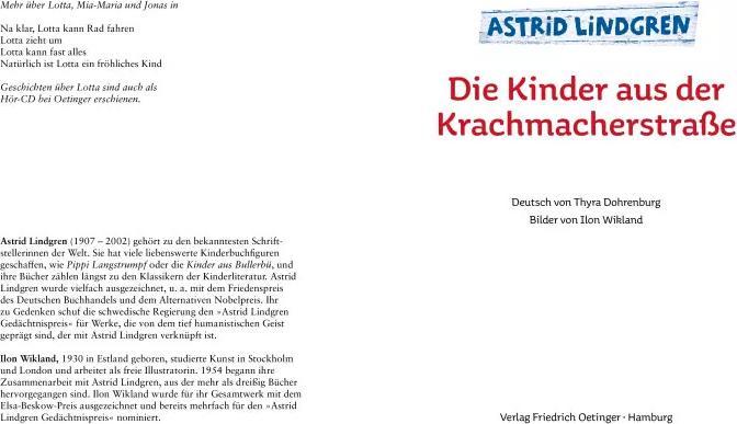 Actual product image Die Kinder aus der Krachmacherstrasse (German, Astrid Lindgren, Thyra Dohrenburg, Ilon Wikland, 1992)
