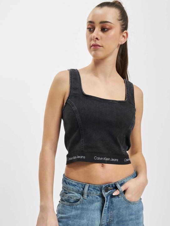 Calvin Klein Jeans Squared Neck Seamed Crop Top (L)