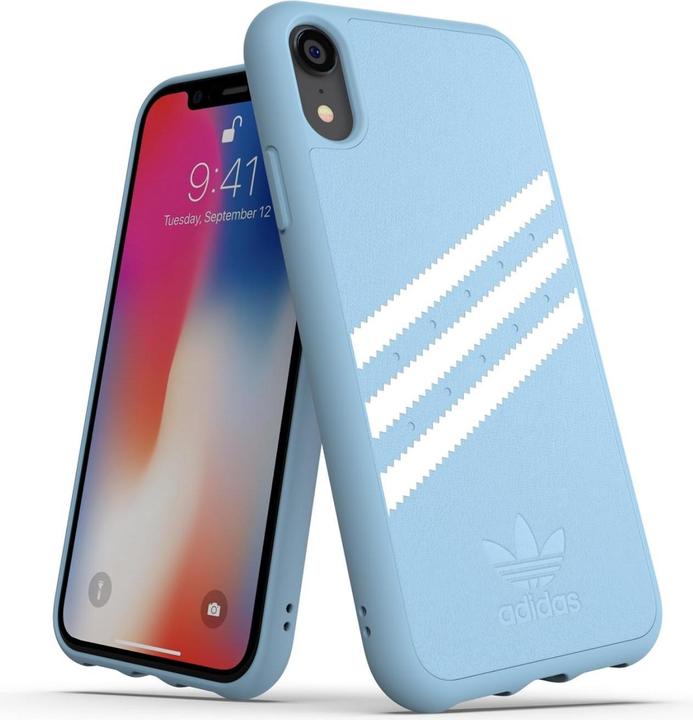 Immagine prodotto adidas Custodia modellata in PU scamosciata blu chiaro/bianco (Apple iPhone XS Max)