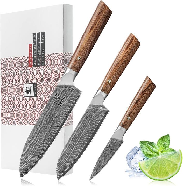 Image du produit Zayiko Kasshoku Damastmesser-Set (3-teilig) mit VG10 Kern (18 cm)