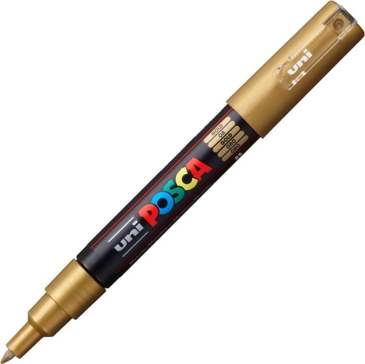 Actual product image Posca Marker PC-1M round tip (Gold, Black, 0.70 mm, 1 x)