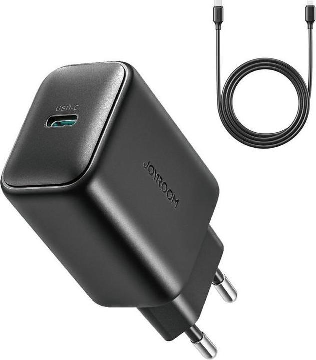 Joyroom Caricatore USB-C singolo da 25W con cavo da C a C da 60W, 1m - Nero (25 W)