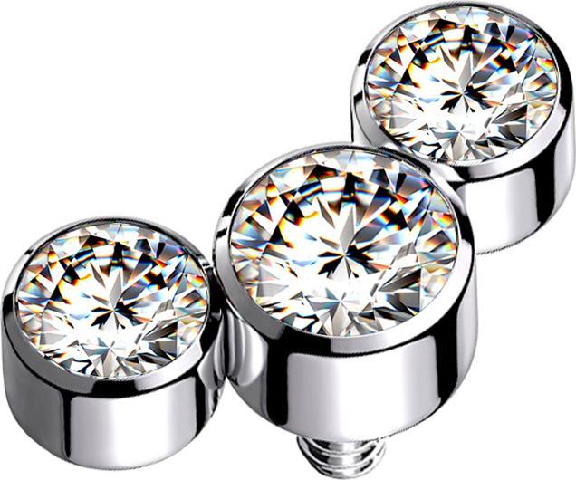 Produktbild Star Piercing Dermal Anchor silber drei Kristalle silber (ohne Messing, Chirurgenstahl 316L)