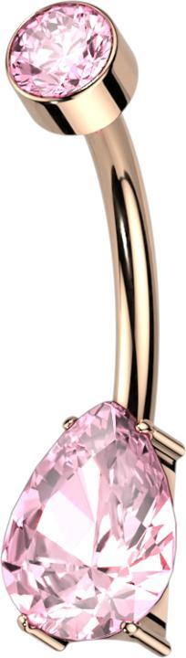 Produktbild Star Piercing Banane Innengewinde rosegold Zylinder Kristall pink Kristalltropfen pink (Titan G23, ohne Messing)