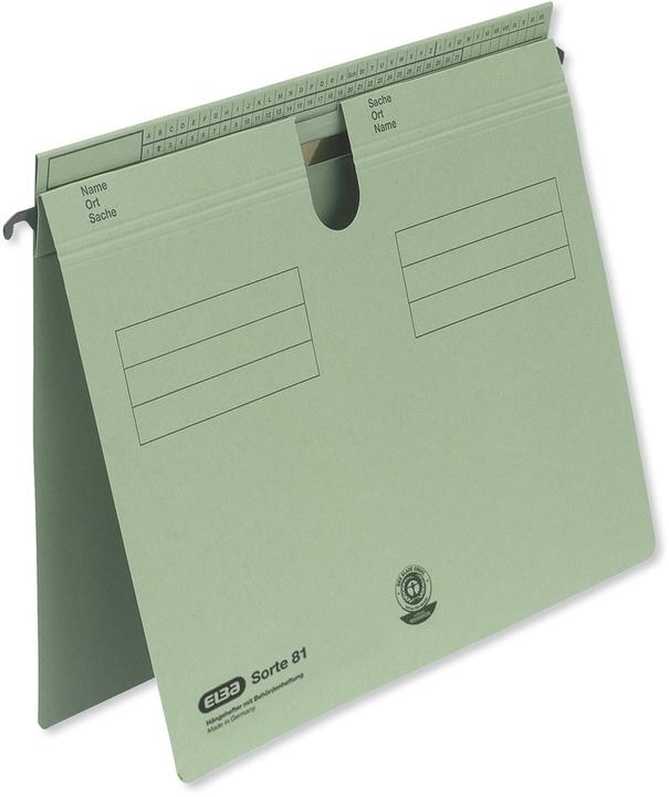 Actual product image Elba Hanging file type 81, overlapping tab fold, green Manila cardboard 250 gsm, metal hanging rail (A4, 1 x)