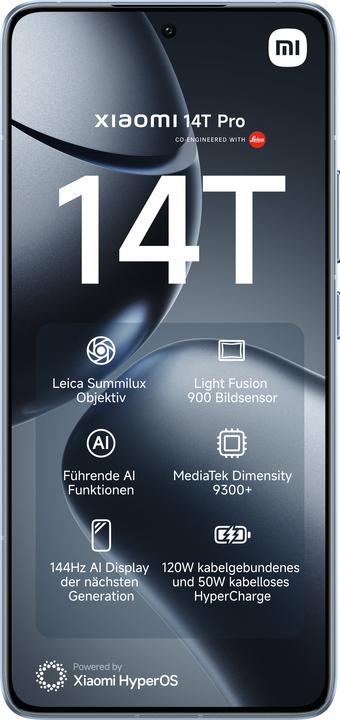 Produktbild Xiaomi 14T Pro (512 GB, Titan Blue, 6.67", Dual SIM, 50 Mpx, 5G)