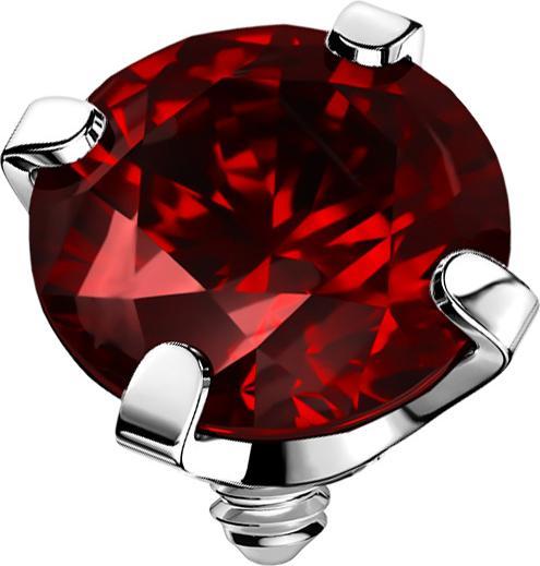 Actual product image Star Piercing Dermal Anchor silver crystal red set (without brass, Surgical steel 316L)