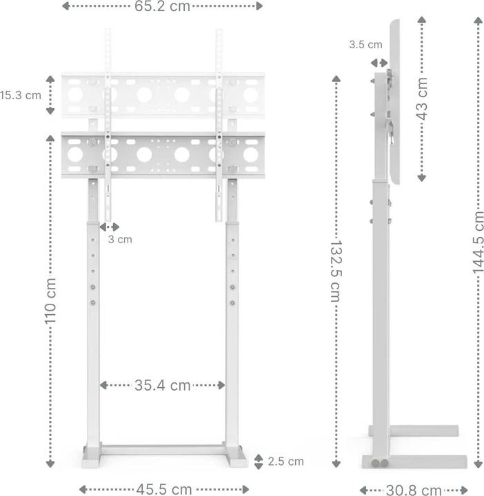 Produktbild Hermex Universal TV-Ständer LCD Fernseher Bildschirm Standfuss Display Weiss (65", 40 kg)