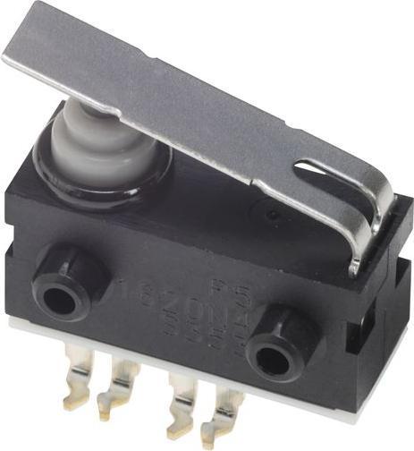 Actual product image Omron Industrial Automation Microswitch D2AW-R, 100mA, 1 NO contact, 2N, leaf lever