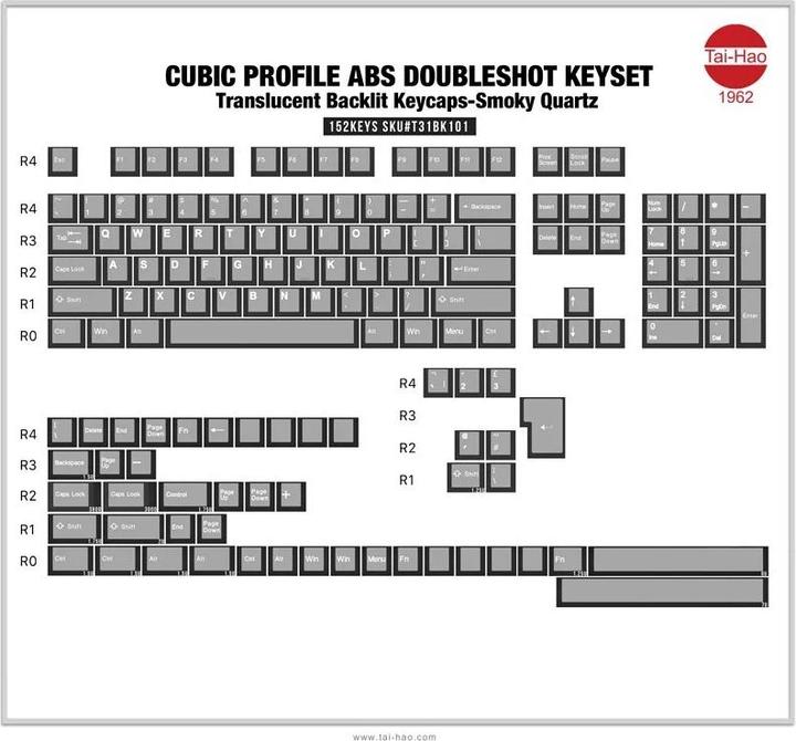 Produktbild Tai-Hao Smoky Quartz 152 Keys (ANSI) Set