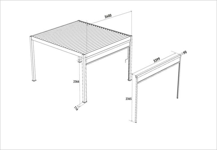 Immagine prodotto Weide Tenda parasole elettrica per salice Pergola elettrica | antracite (360 cm, 9 cm)