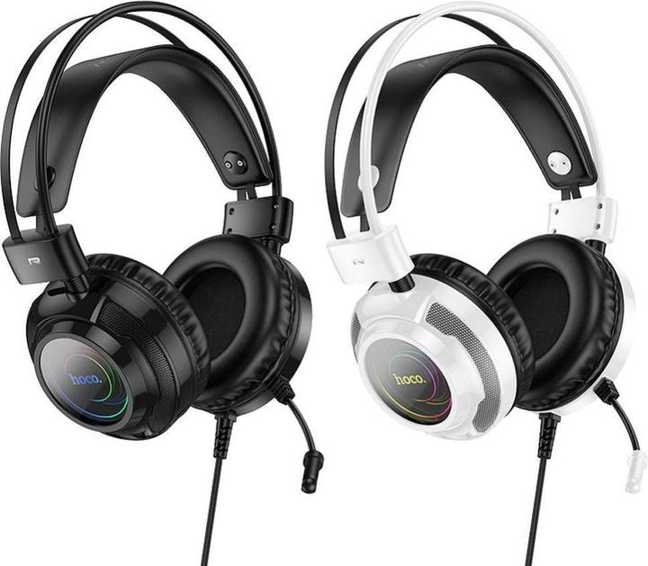 Actual product image Hoco Wired headphones wire headphones USB A + Jack 3,5 mm with microphone gaming W110 2 m black (Cable)