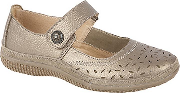Boulevard Sommer Maryjaneschuhe Mit Lochmuster Und Klettverschluss Weite Passform
