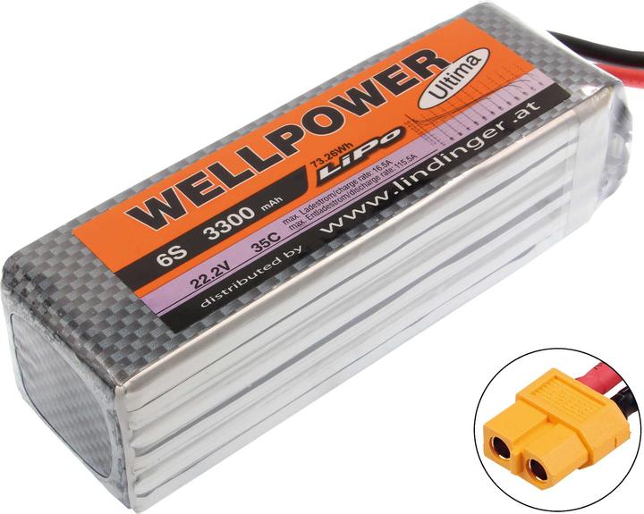 Produktbild Wellpower LIPO AKKU ULTIMA 3300 MAH / 22,2 VOLT 6S 35/70C CH5/8 XT-60 (22.20 V, 3300 mAh)