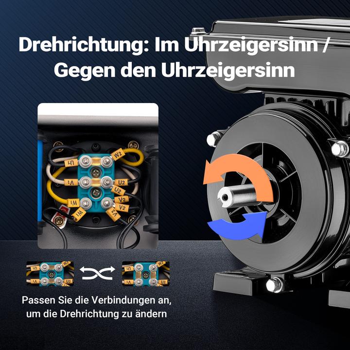 Produktbild Wiltec Elektromotor 1-phasig 4-polig Elektro Motor 1,5kW Einphasenmotor Motor