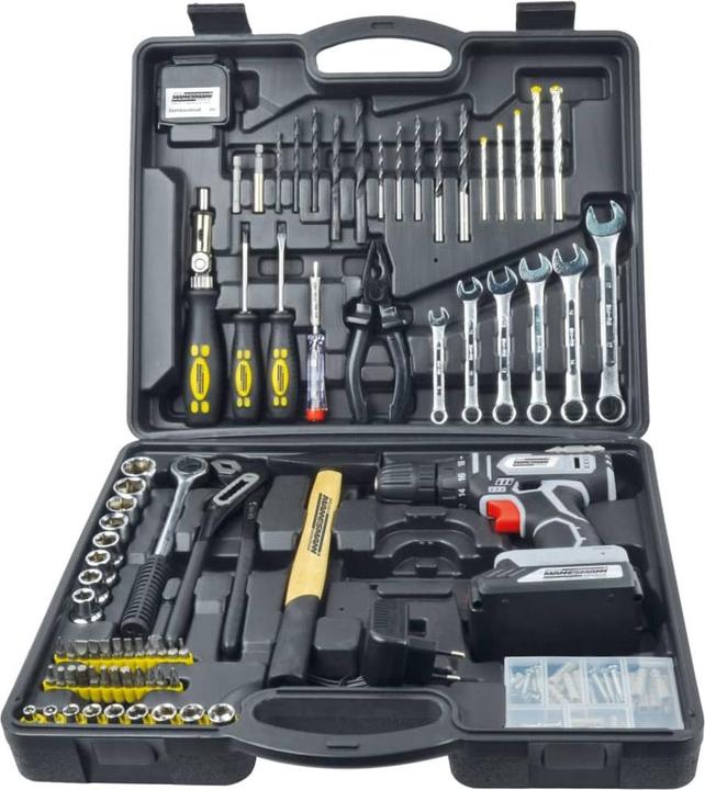 Mannesmann Toolbox, 75 pcs. with cordless drill 20V (Rechargeable battery operated)
