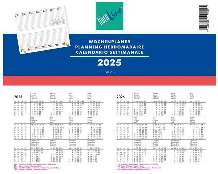 Produktbild BüroLine Wochenplaner 890712 D/F/I/E, 2023 (Quadrat, Kein Einband, Deutsch, Englisch, Französisch, Italienisch)