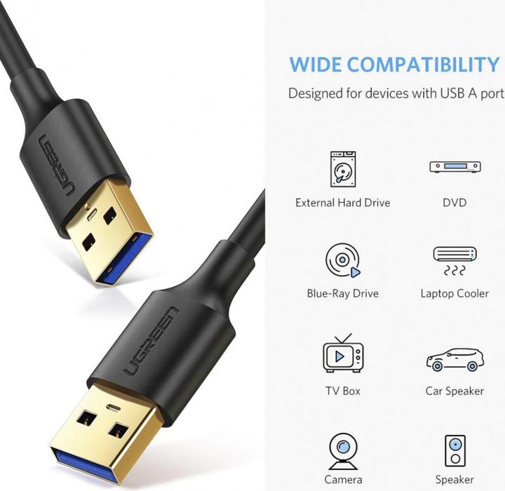 Actual product image Ugreen USB-A 3.0 to USB-A 3.0 Cable (1 m, USB 3.0)