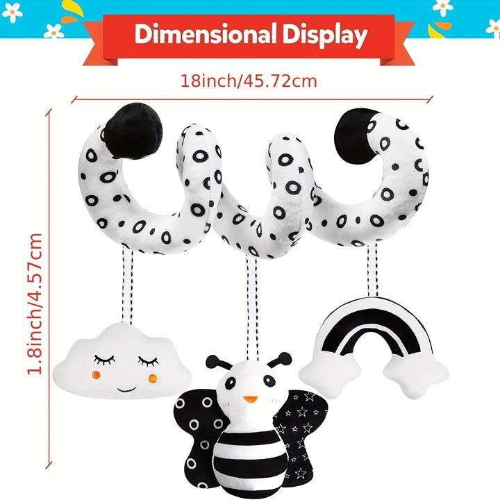 Actual product image Activity Board Baby car seat toy, baby spiral hanging pram, black and white high contrast