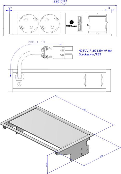Actual product image Bachmann Coneo Set (2 x, USB-A, CEE 7/3, 0.20 m)