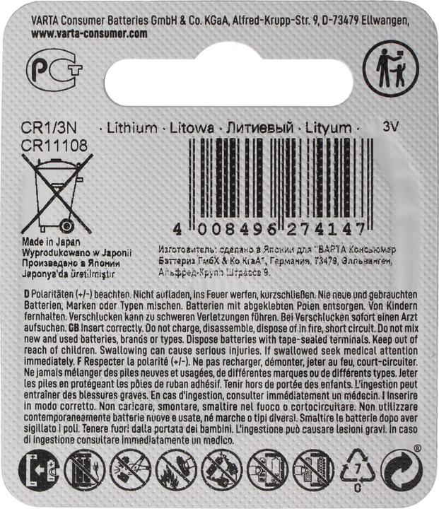 Immagine prodotto Varta Electronics CR1/3N (1 pz., CR1/3N, 170 mAh)