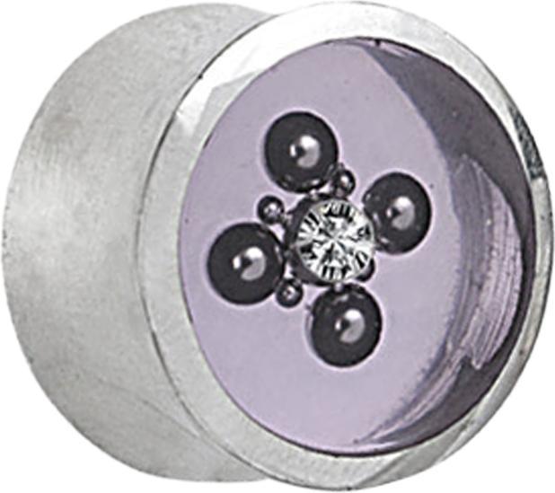 Image du produit Star Piercing Flesh Plug argent cristal flottant argent époxy (Organique, Laiton)