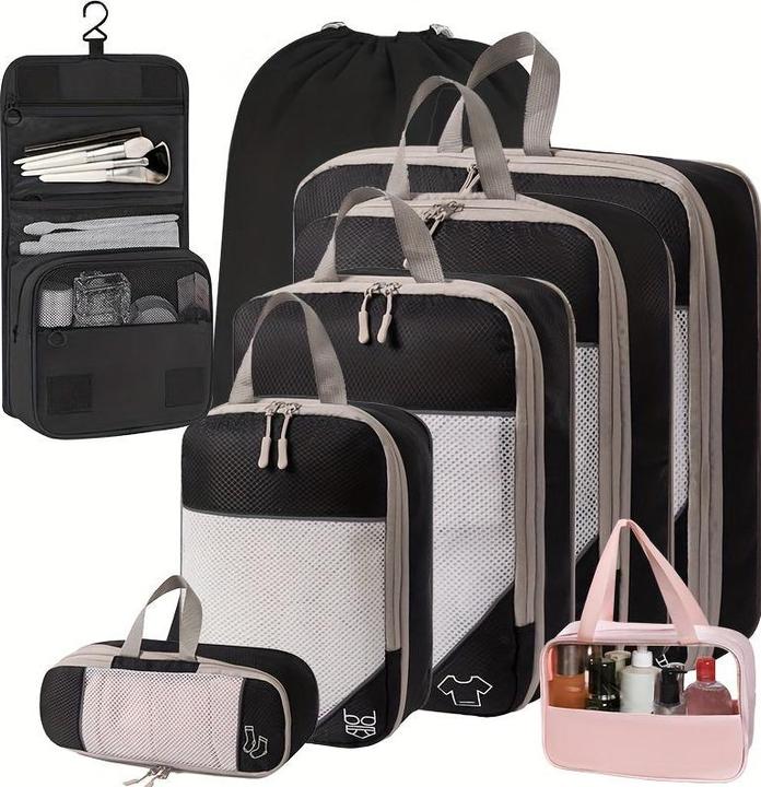 Produktbild Only-Bags.Store Travel Compression Storage Bag Set mit Mesh, 8-teilig, ideal für Reisen, Camping und Organisation