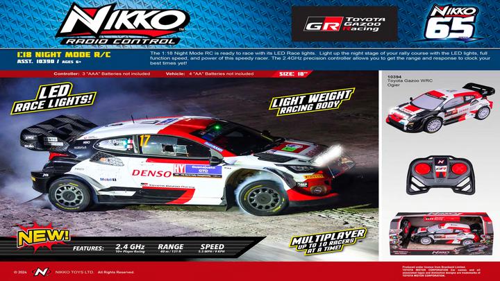 Image du produit Nikko RC 10394 Night Mode Toyota Gazoo WRC, voiture de rallye télécommandée selon des détails réalistes m