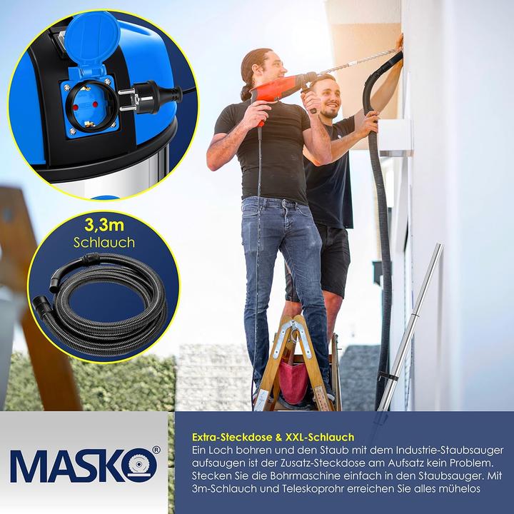Actual product image Masko Industrial Vacuum Cleaner Blue (Wet dry vacuum cleaner)