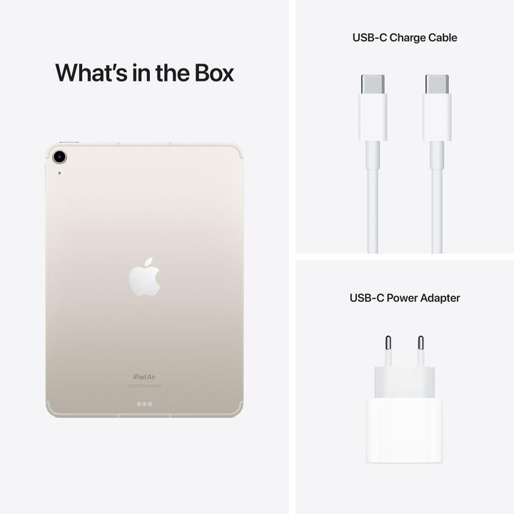 Actual product image Apple iPad Air 2022 (5. Gen) (5G, 10.90", 256 GB, Starlight)